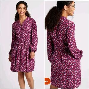 Sugarhill Brighton Danica Smocked Dress Hearts Long Sleeves Size 14 Flowy Casual